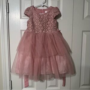 Biscotti Girls Pink Dress with Rose Gold Accents Size 5